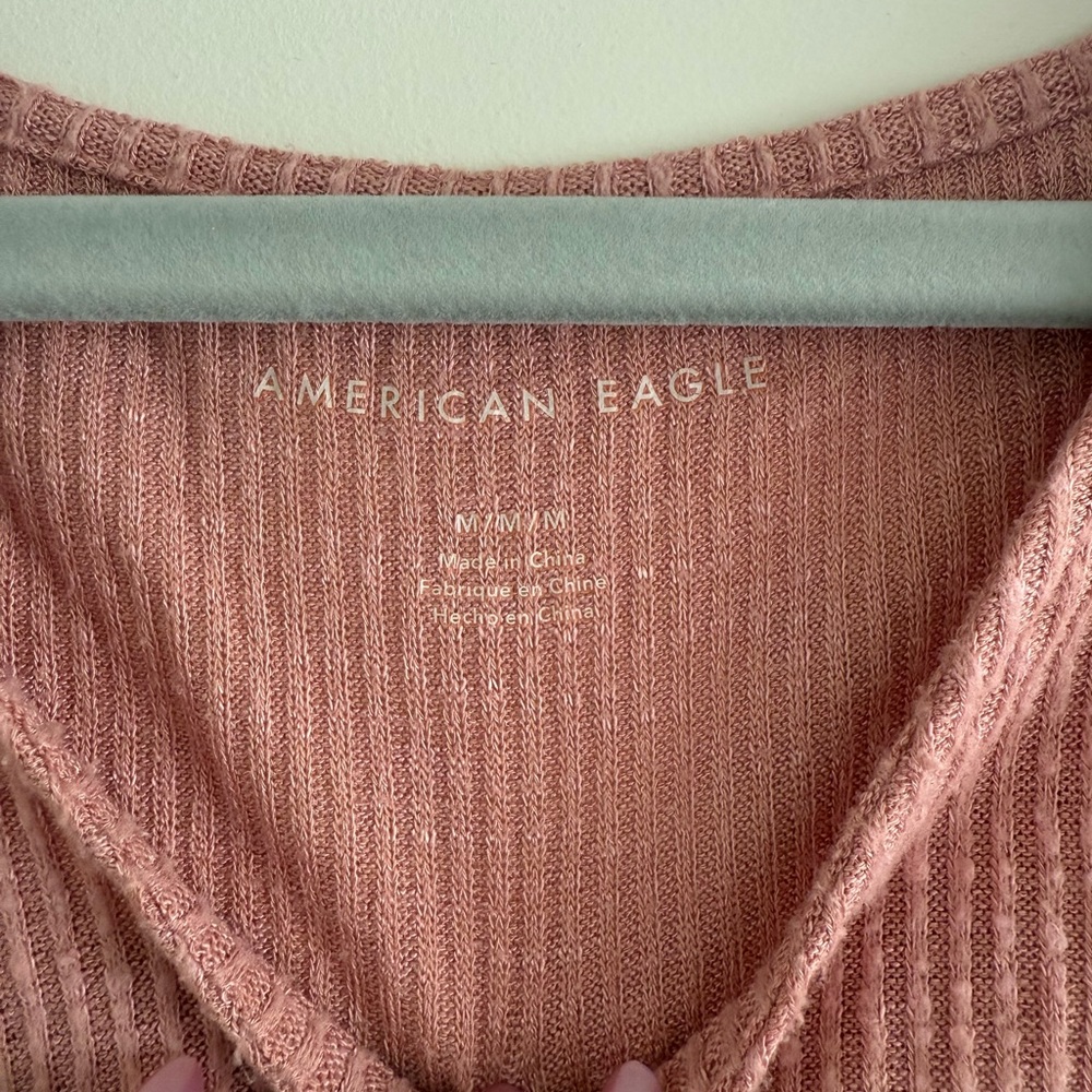American Eagle Pink Knotted Long Sleeve Top Size Medium - Picture 5 of 5